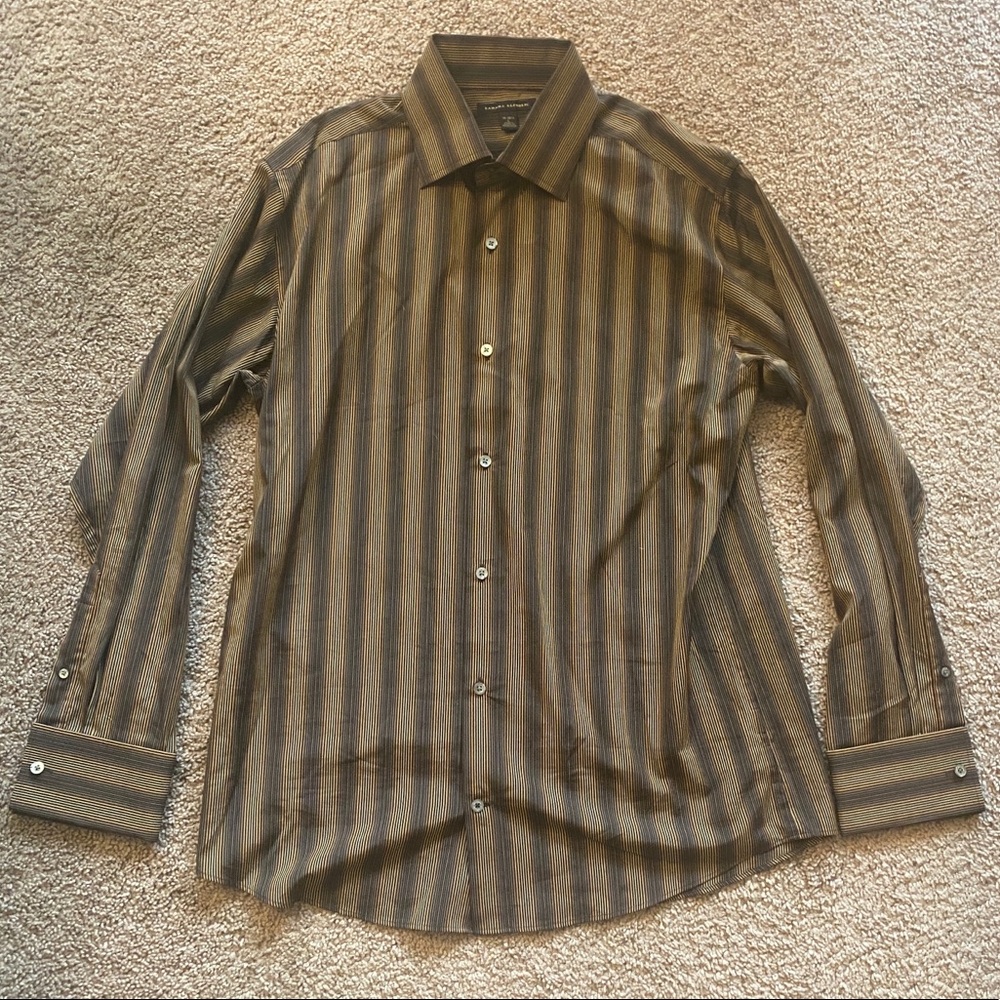 Banana Republic Brown Striped Dress shirt men’s size large